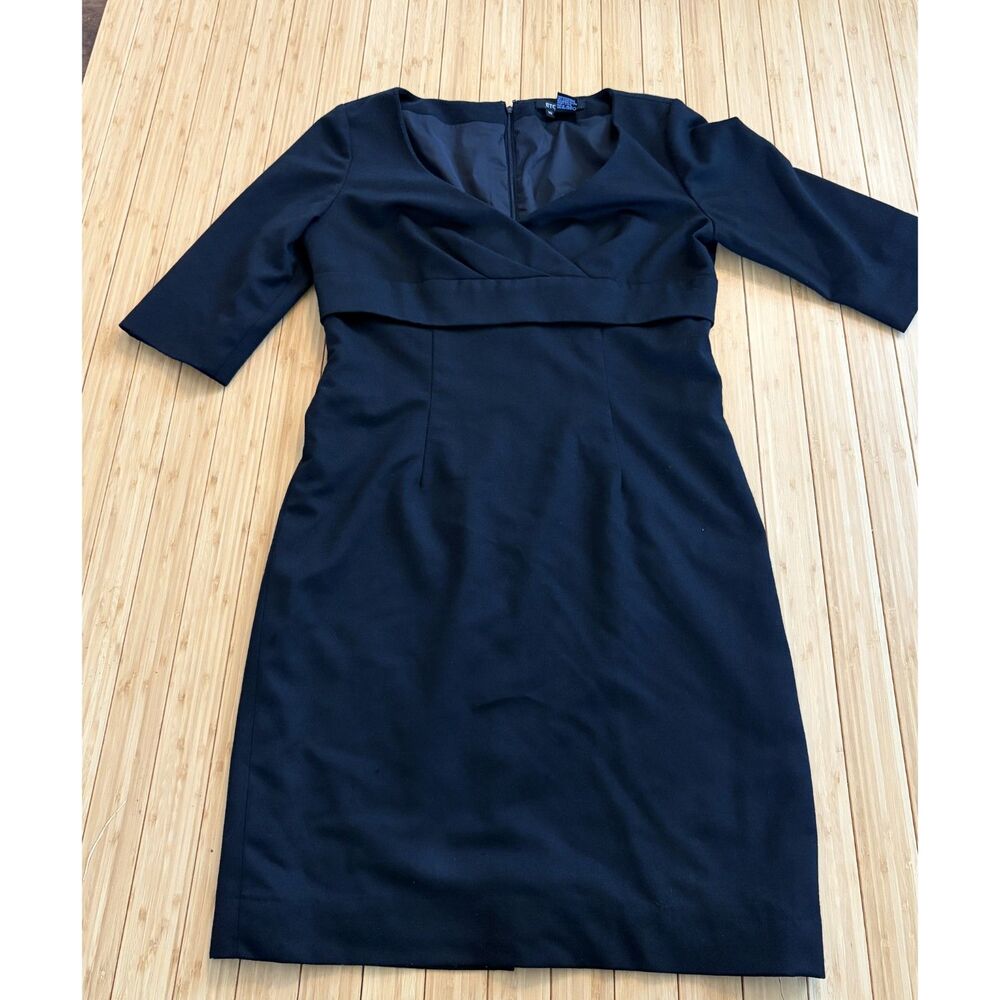 Etcetera Women’s Size 10 Black Wool V-Neck Half-Sleeve Dress
